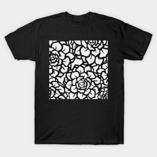 Simple Succulents in Black and White - Digitally Illustrated Abstract Flower Pattern for Home Decor, Clothing Fabric, Curtains, Bedding, Pillows, Upholstery, Phone Cases and Stationary T-Shirt